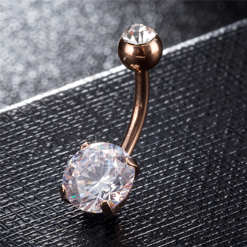 Simple Design Medical Use Stainless Steel Gold Plated Round Sparky Cubic Belly Piercing Button Ring for Hot Girls Women PG0001