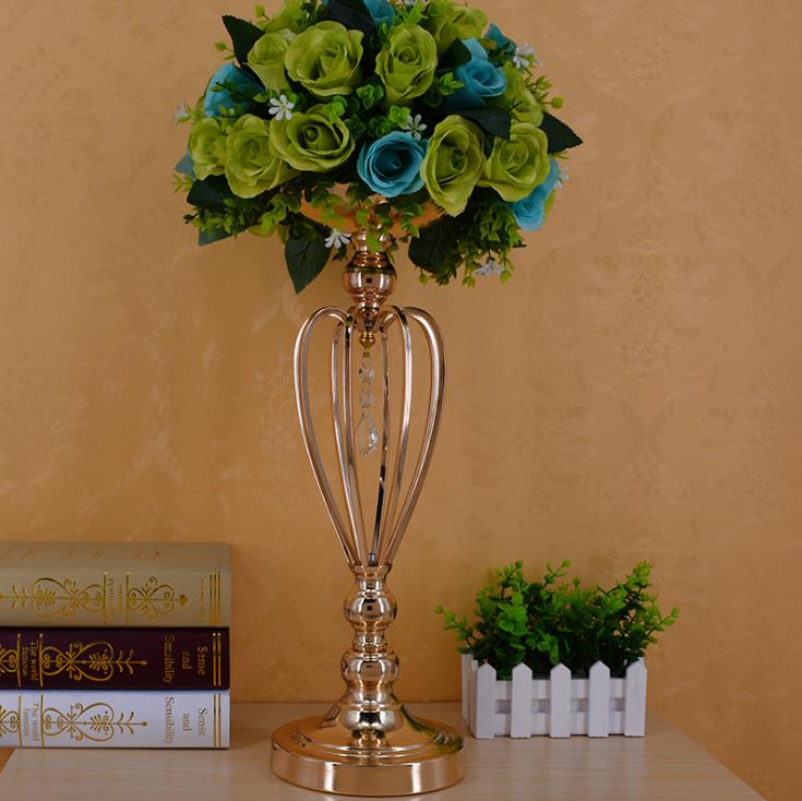 The wedding prop path Gold-plated iron crown vase table vase European style flower ware stage master WQ15