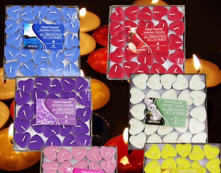 50pcs package Candle Favors Heart-shaped aromatherapy candles to propose romantic and creative wedding products tea wax WQ05