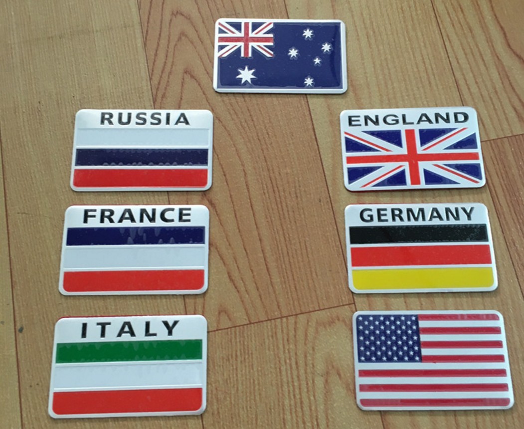 Self Adhesive Flag Aluminum Alloy Decals Sticker Emblem Badge For Car Truck Bumper