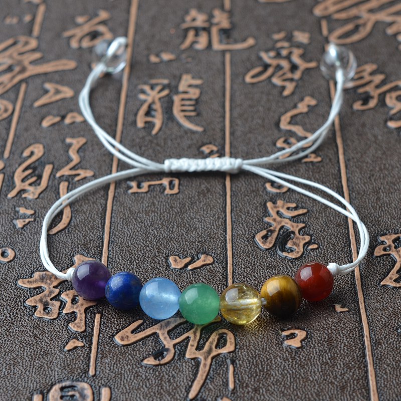 12pc/set 8mm 7Chakra Colorful Natural Stone Beads Crystal Bracelet For Women Braided Rope Bracelets Reiki Spiritual Yoga Jewelry