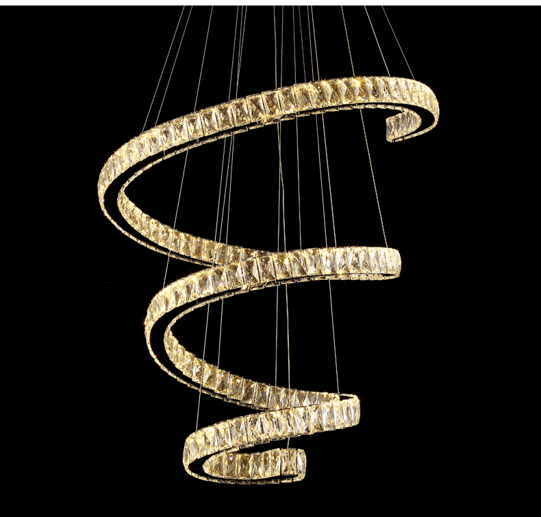 LED Modern Crystal Chandeliers Dimmable Spiral Chandelier Lights Fixture 3 Colors Dimming Hanging Lamp Cafes Villa Home Indoor Lighting Hotel Interior