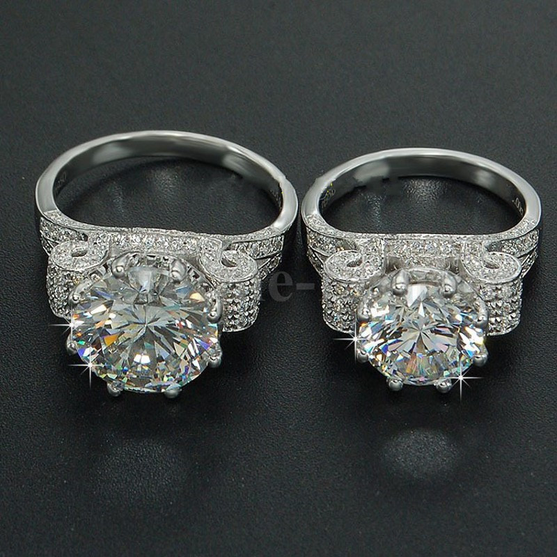 Wholesale Jewelry Victoria Wieck 925 Sterling Silver White Topaz Simulated Diamond CZ Wedding Engagement Finger Women Men Ring Gift Sz5-11
