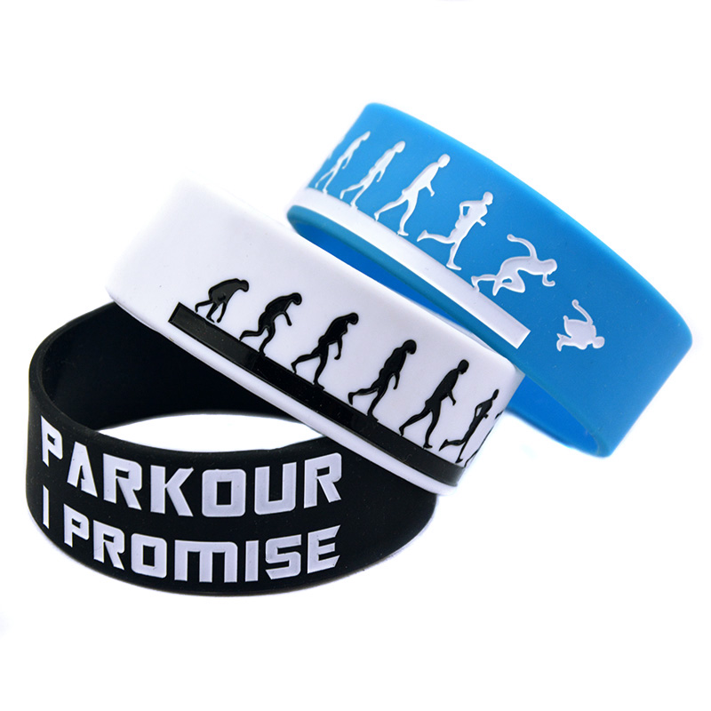 50PCS Parkour I Promised 1 Inch Wide Silicone Rubber Bracelet Motivational Decoration Logo for Sport Gift