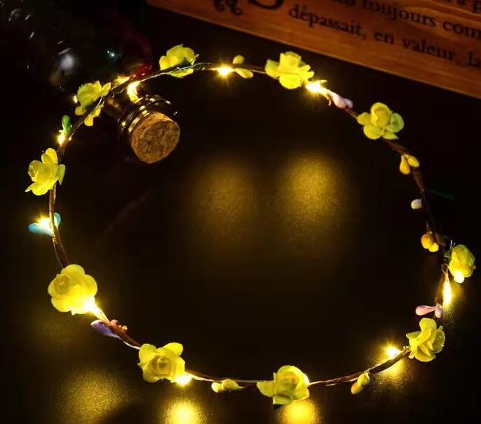 Led Flower Wreath Headband Crown Festival Floral Garland Bohemia for Park Wedding Headdress Glow Hair Band Hen Party favor Decor