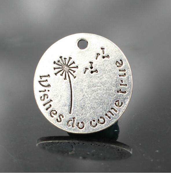 Wholesale-20MM Wishes do come true Dandelion Alloy Charms
