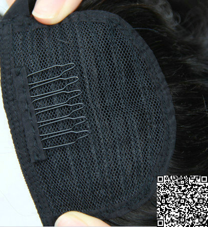 Ponytail human hair for white women, drawstring brazilian hair Clip In Human Hair Wrap Around Pony tail