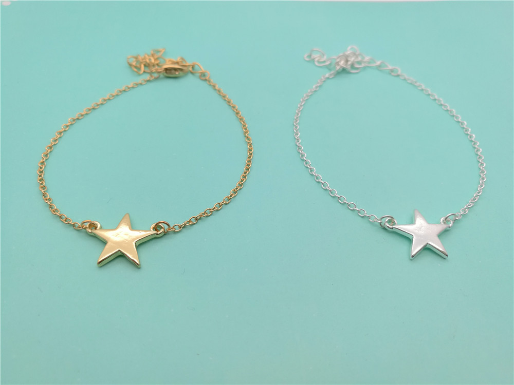 30PCS Simple Rock Star Bracelets Tiny Small Five-pointed Star Bracelet Cute Sideways Bracelets for Women Jewellery