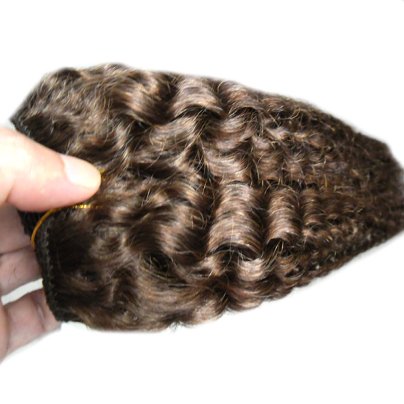 #4 Dark Brown human hair bundles 100g curly weave human hair 1pcs deep curly brazilian hair weave,no shedding, tangle free