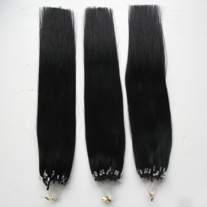 Micro loop human hair extensions 300s Straight Black micro beads hair extensions 300g micro loop hair extensions with beads