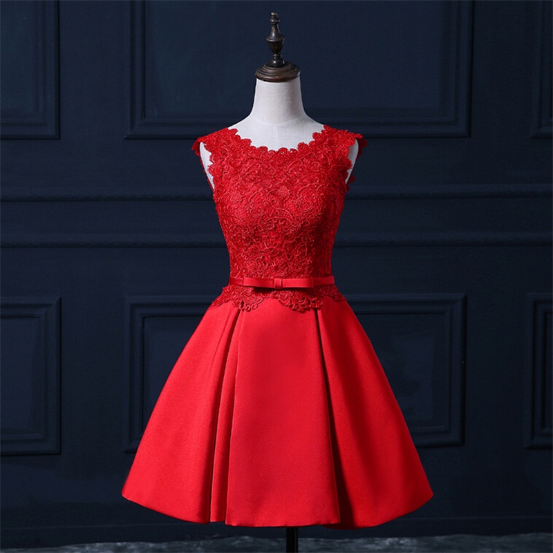 2017 New Real Evening Dresses with Sashes Elegant High Neck A-Line Backless Girls Women Short Ball Prom Party Graduation Formal Dress