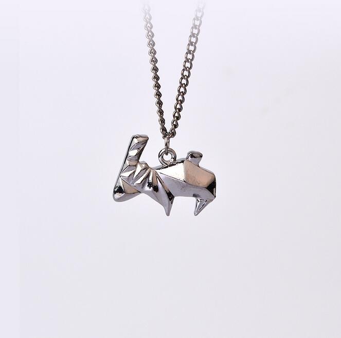 Brand new Personalized creative origami dinosaur antelope paper crane long animal necklace WFN403 (with chain) mix order 20 pieces a lot