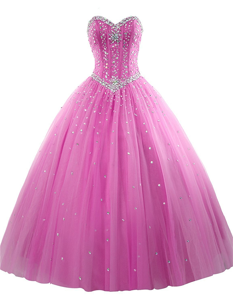 2021 Sexy Tulle Ball Gown Quinceanera Dresses with Beaded Crystals Sweet 16 Gowns Lace Up Floor Length Vestido De Festa BM77