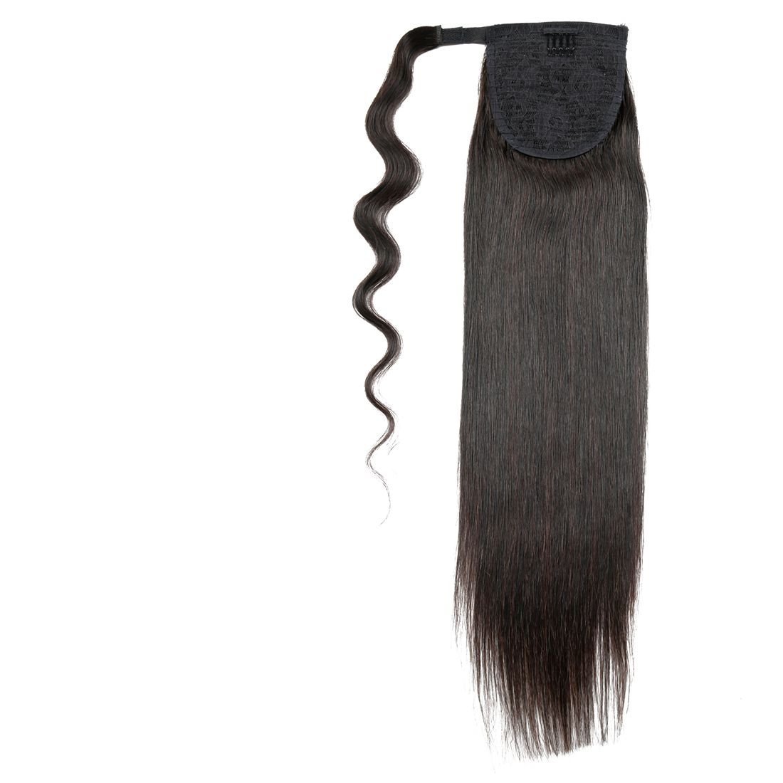 dora 18" silk Straight Ponytail Hair Extension Human Hair Wrap Ponytail Hairpiece 100g natural color 1#