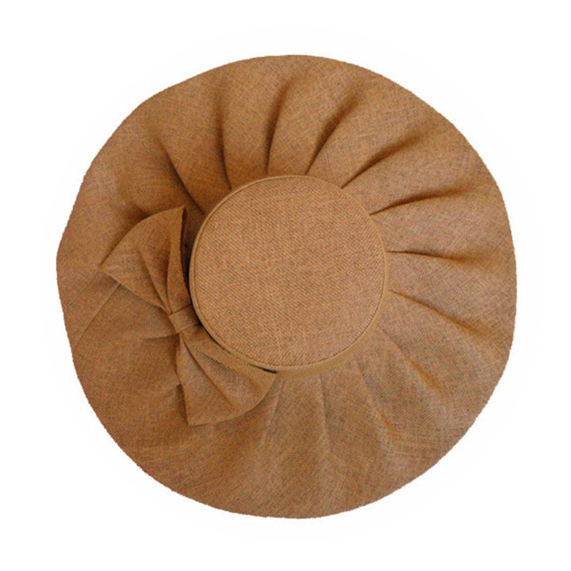 Linen Summer Womens Kentucky Derby Wide Brim Sun Hat Wedding Church Sea Beach Cap 10pcs/lot