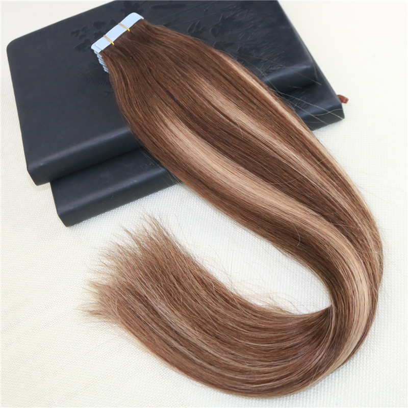 40Pcs Remy Brazilian Hair Balayage #4 fading to #27 Omber Skin Weft Tape In Human Hair Extensions Straight Tape on Hair Extensions 100g