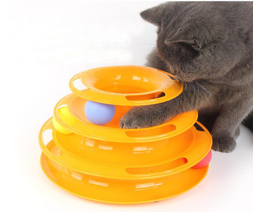 Three Levels Tower Tracks Disc Cat Pet Toy Intelligence Amusement Rides Shelf G955