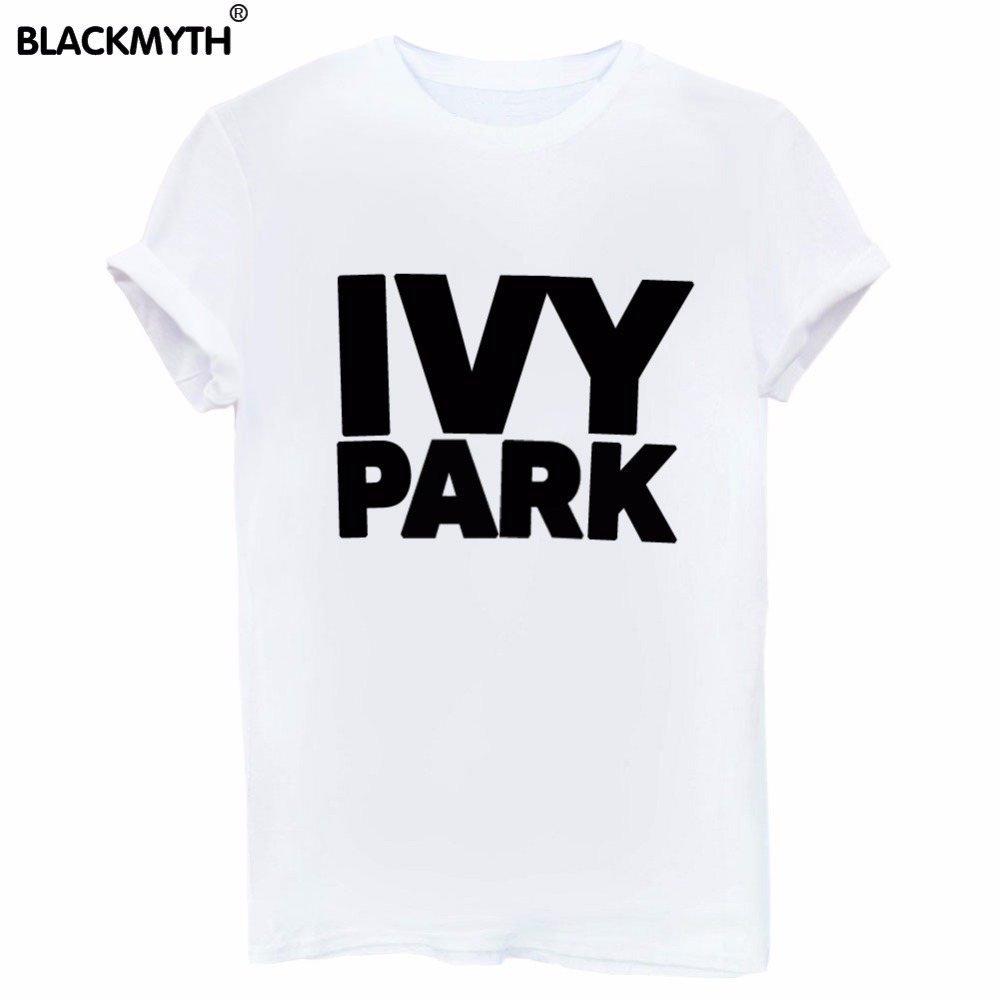 Wholesale- Women's O-Neck Tops IVY PARK Letters Print Summer T Shirt Short Sleeves White Black Slim Tee S