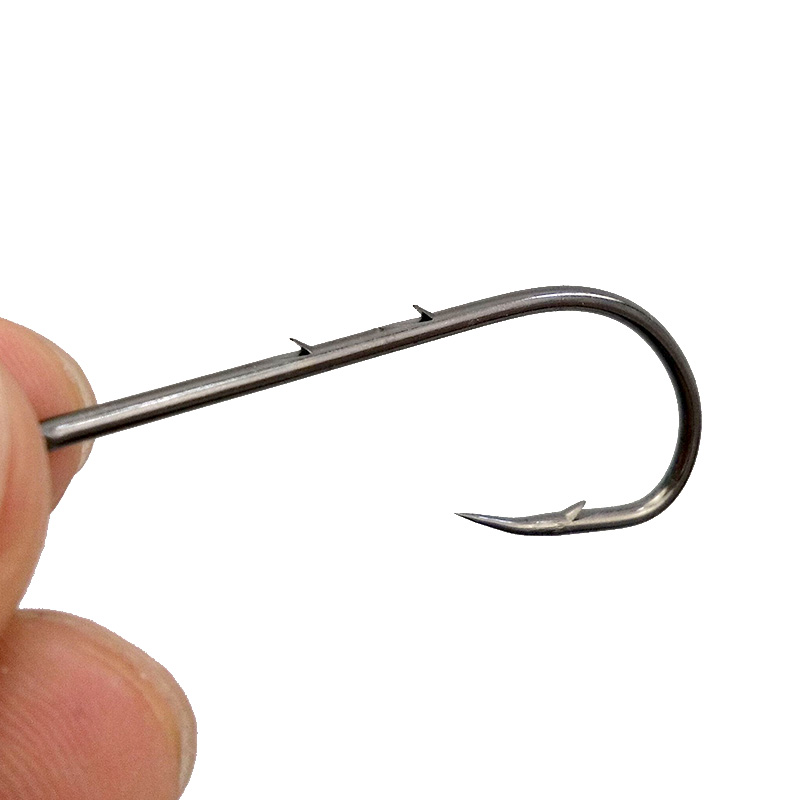 100pcs 92247 High Carbon Steel Fishing Hooks Black Offset Long Barbed Shank Baitholder Bait Hook Size 160