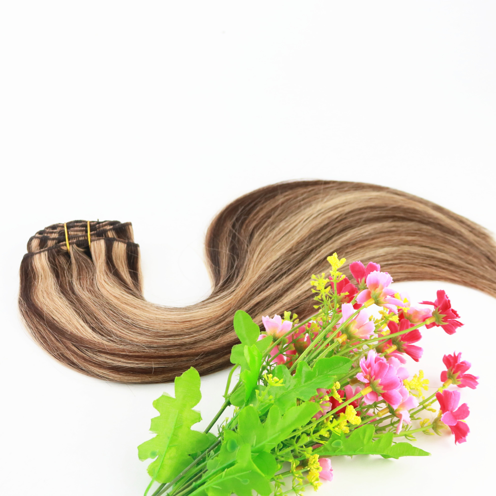 High Quality 100% Human Hair 100g/piece 8A Remy Hair P3/27# 14 inch to 24 inch Straight Clip in Hair Extension