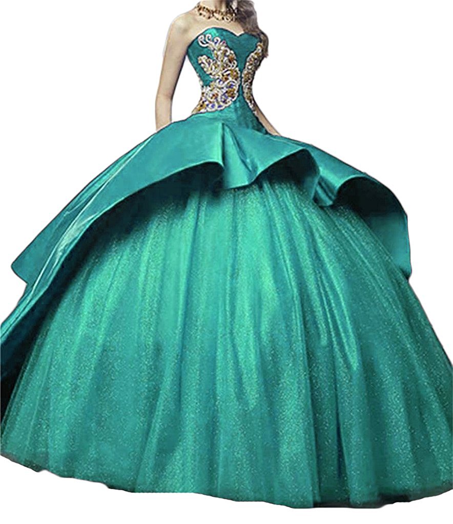 2017 Newest Sweetheart Satin Ball Gown Quinceanera Dresses with Appliques Lace Up Sweet 16 Dress Debutante Gowns QC505