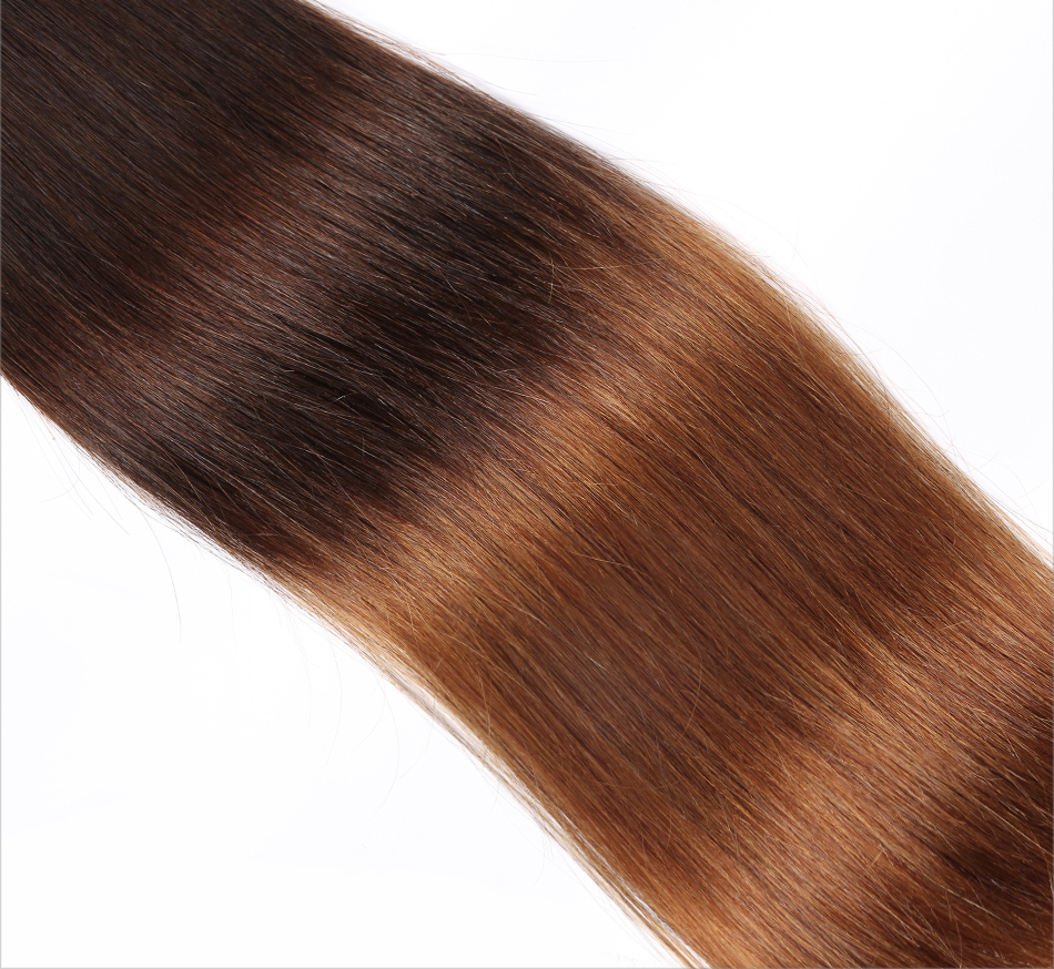 Free shipping Peruvian Straight Human Remy Hair Weaves Ombre 3 Tones 1B/4/30 Color Double Wefts 100g/pc Can Be Dyed Bleached