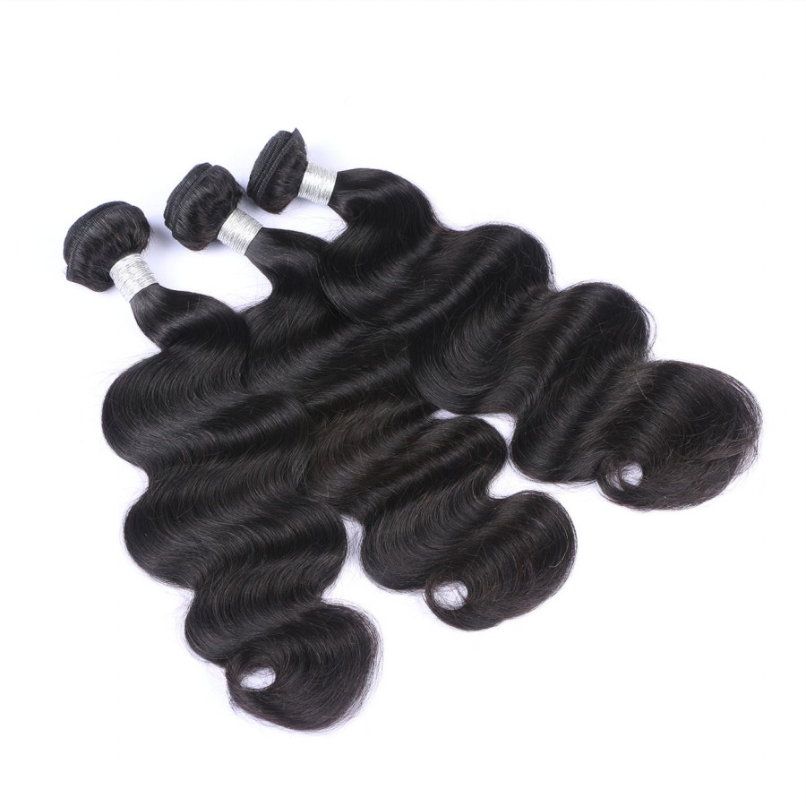 Human Virgin Remy Hair Lace Frontal With 3 Bundles 13X6 Ear To Ear Lace Frontal Body Wave Brazilian Human Hair Weaves Closure
