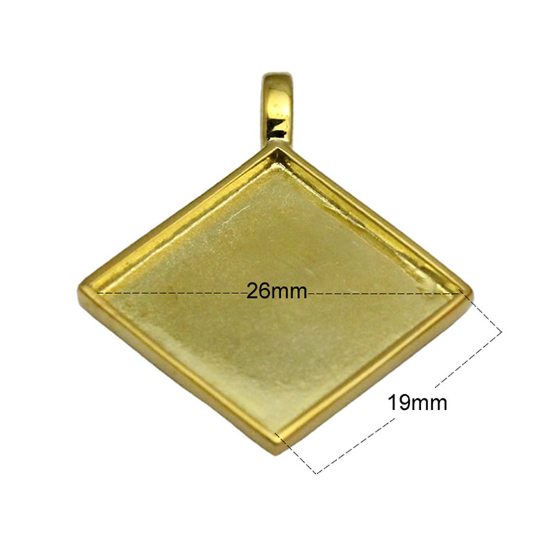 Beadsnice rhombus pendant tray 925 sterling silver cabochon bezel setting handmade necklace pendant new arrive DIY gift ID 33828