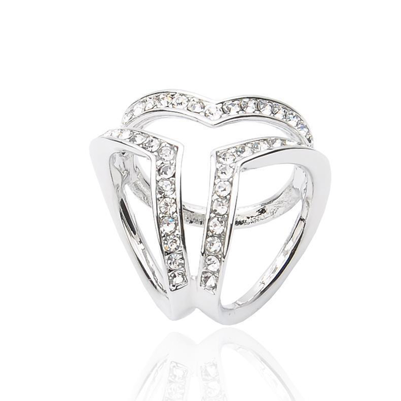 Wholesale- New Gold Silver Stereo Heart Scarf Buckle Wedding Brooch Christmas Pins Simulated Crystal Holder Silk Scarf Jewelry R1004