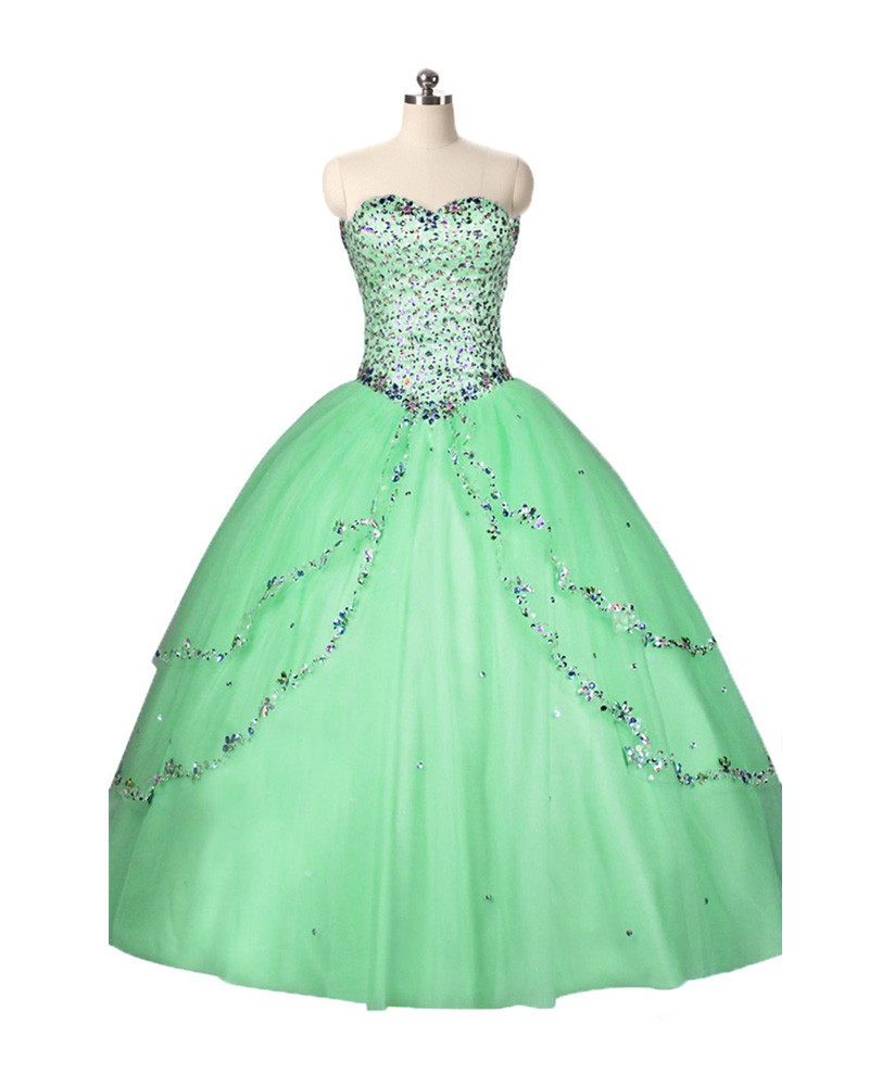 2017 Fashion Sweetheart Crystal Ball Gown Quinceanera Dress with Sequined Tulle Plus Size Sweet 16 Dress Vestido Debutante Gowns BQ77