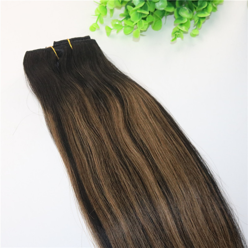 8A 7pieces 120gram Clip In Human Hair Extensions Balayage Ombre Dark Brown Highlights Brazilian Human Remy Hair Thick End
