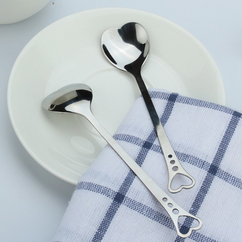 Wholesale- 1 PCS Heart Coffee Spoon Dessert Sugar Stirring Ice Cream Honey Kitchen Coffeeshop FlatwareSpoons Spoons