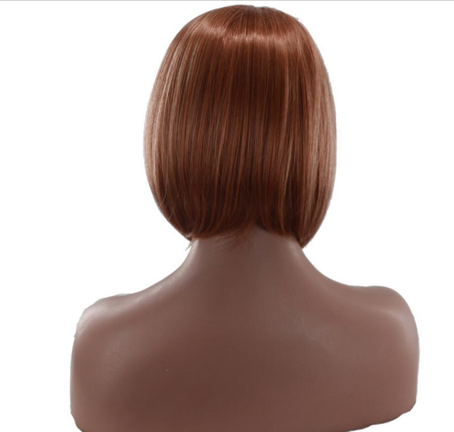 Fashion Short BOB Synthetic Straight Brown wig Hairstyle Hightemperature Cosplay Hair for Ladys