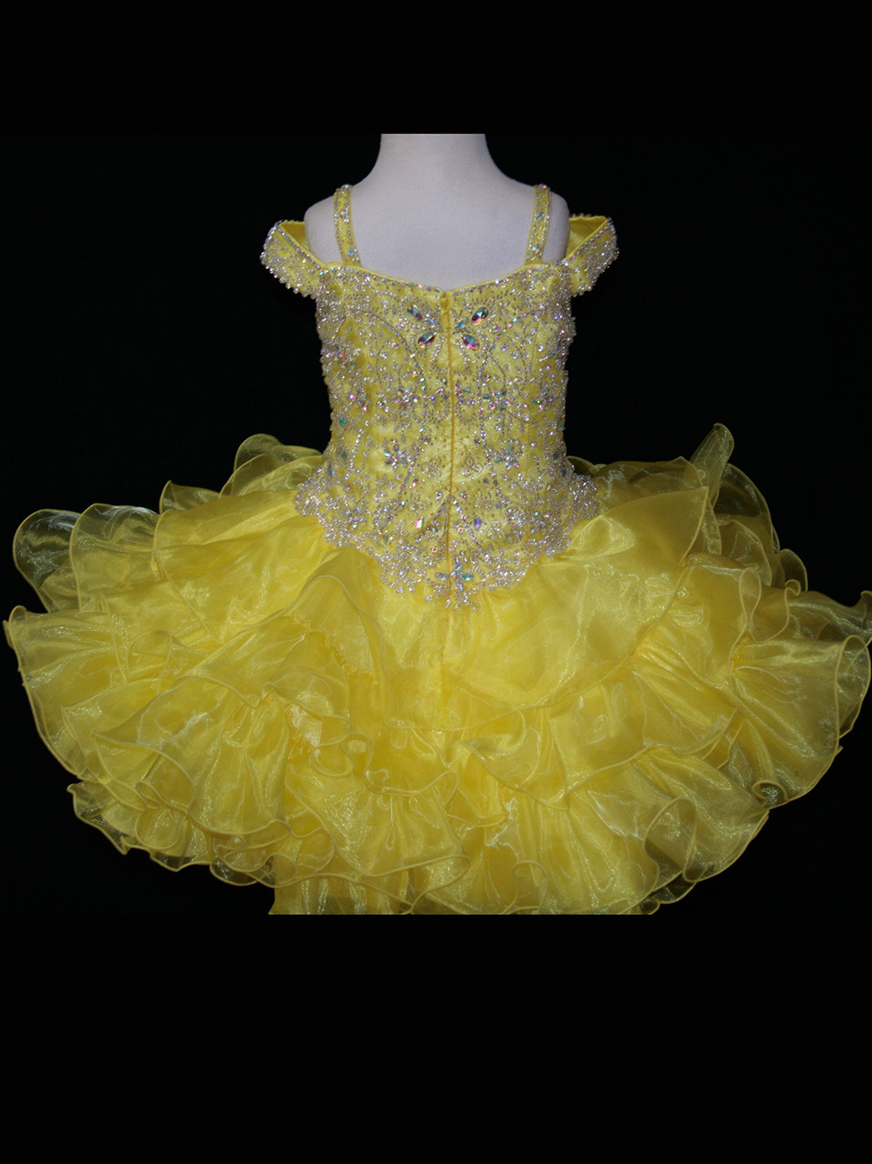 Little Rosie Cupcake Pageant Dresses for Girls 2017 Princess Toddler Pageant Dress with Ruffles Organza Skirt & Bling Bling Beading Yellow
