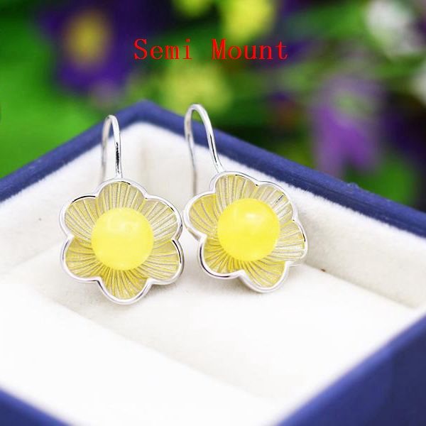 8-12mm Pearl Semi Mount Engagement Wedding Women Earrings 925 Sterling Silver