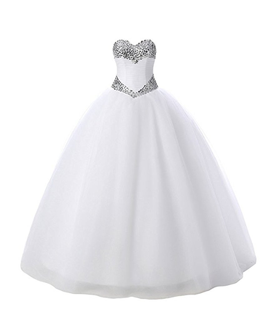 2017 Sexy Elegant Ball Gown Wedding Dresses With Beaded Crystals Plus Size Bridal Gowns Vestido De Novia QC128