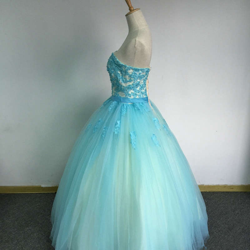 2017 Sweetheart Crystal Ball Gown Quinceanera Dresses with Appliques Tulle Lace Up Sweet 16 Dresses Vestido Debutante Gowns BQ11