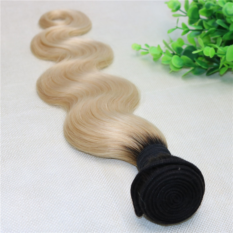 Ombre 1B 613 Bleached Blonde Hair Bundles Double Drown Body Wave Blonde Hair Weaves Brazilian Human Hair Wefts Dart Root Two Tone