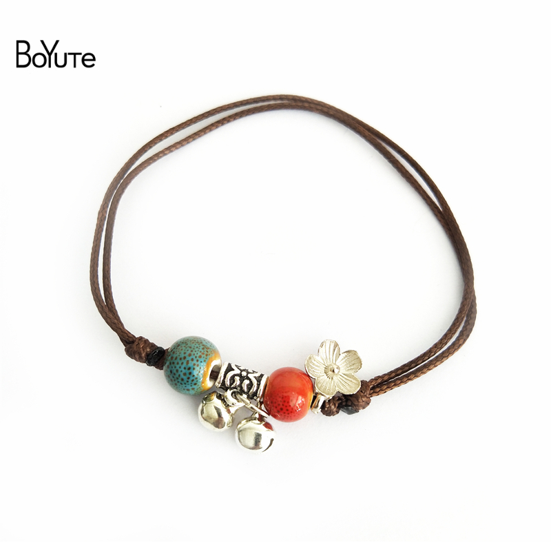 BoYuTe 1Pcs Wholesale Diy Rope Chain Anklet Bracelet Handmade Knitted Ceramic Bead Anklet Bohemian Women's Accessories
BoYuTe 1Pcs Wholesale Diy Rope Chain Anklet Bracelet Handmade Knitted Ceramic Bead Anklet Bohemian Women's Accessories