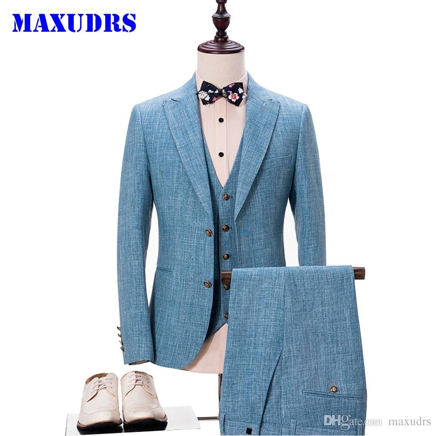 Light Blue Style Brand Fashion Men' Suits Jacket Pants Vest 3 Piece Male Groom Wedding Prom Tuxedo Business Formal Clothing Custom Made, Silver
Light Blue Style Brand Fashion Men' Suits Jacket Pants Vest 3 Piece Male Groom Wedding Prom Tuxedo Business Formal Clothing Custom Made, Silver