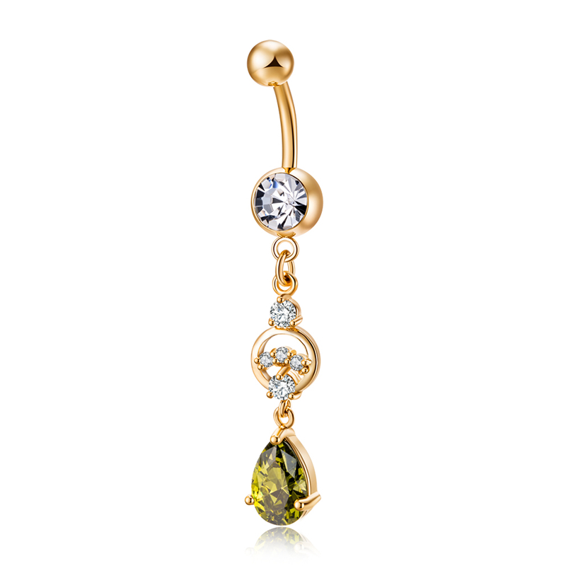 18K Yellow Gold Plated Women Piercing Body Jewelry Belly Button Navel Rings Body Piercing Jewelry Dangle Accessories