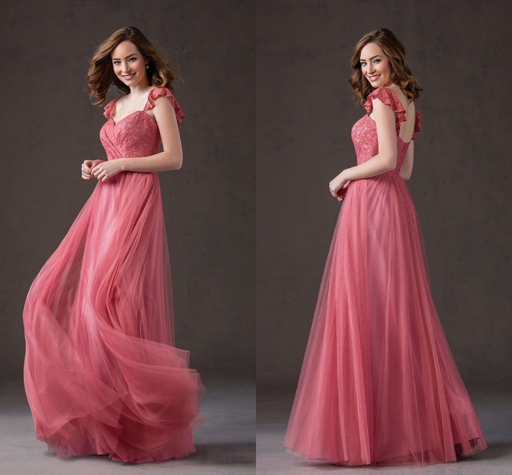 Watermelon Bridesmaid Dresses A Line Sweetheart Backless Long Bridesmaid Gowns Lace Top Tulle Unique Wedding Guest Dresses Custom Made
Watermelon Bridesmaid Dresses A Line Sweetheart Backless Long Bridesmaid Gowns Lace Top Tulle Unique Wedding Guest Dresses Custom Made