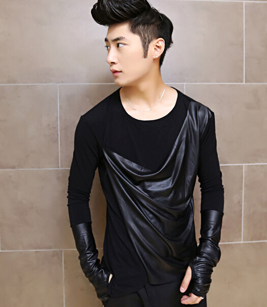 Wholesale- fashion cool men punk t-shirt long sleeve slim fit rock gothic clothing black color lycra cotton
Wholesale- fashion cool men punk t-shirt long sleeve slim fit rock gothic clothing black color lycra cotton