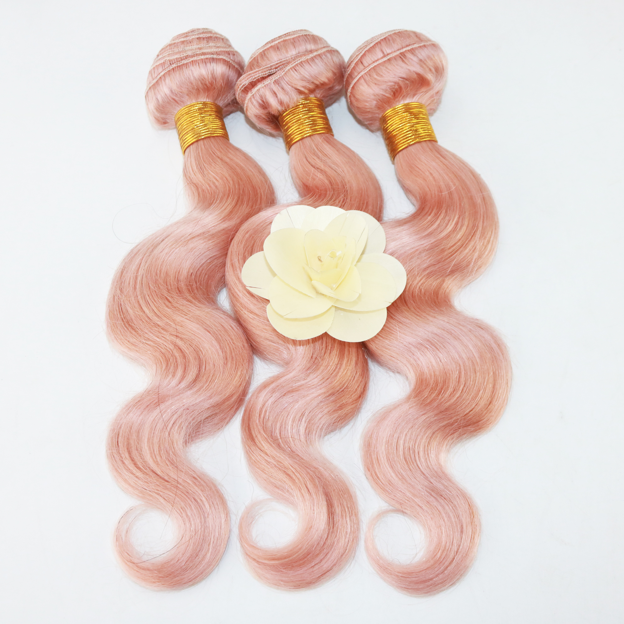 Wholesale Price Brazilian Virgin Hair 3 Bundles with Closure Unprocessed 100% Human Hair Bundles with Lace Closure Color Pink# Body Wave