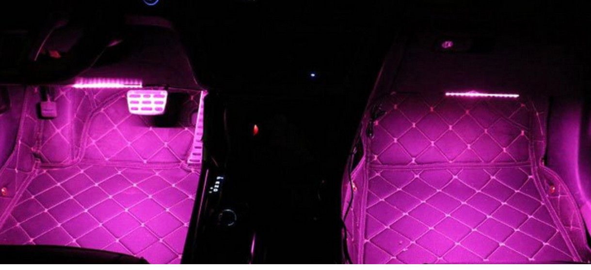 Car 9LED waterproof 2in1 monochrome atmosphere lamp 12v car interior soles sound rhythm atmosphere lights