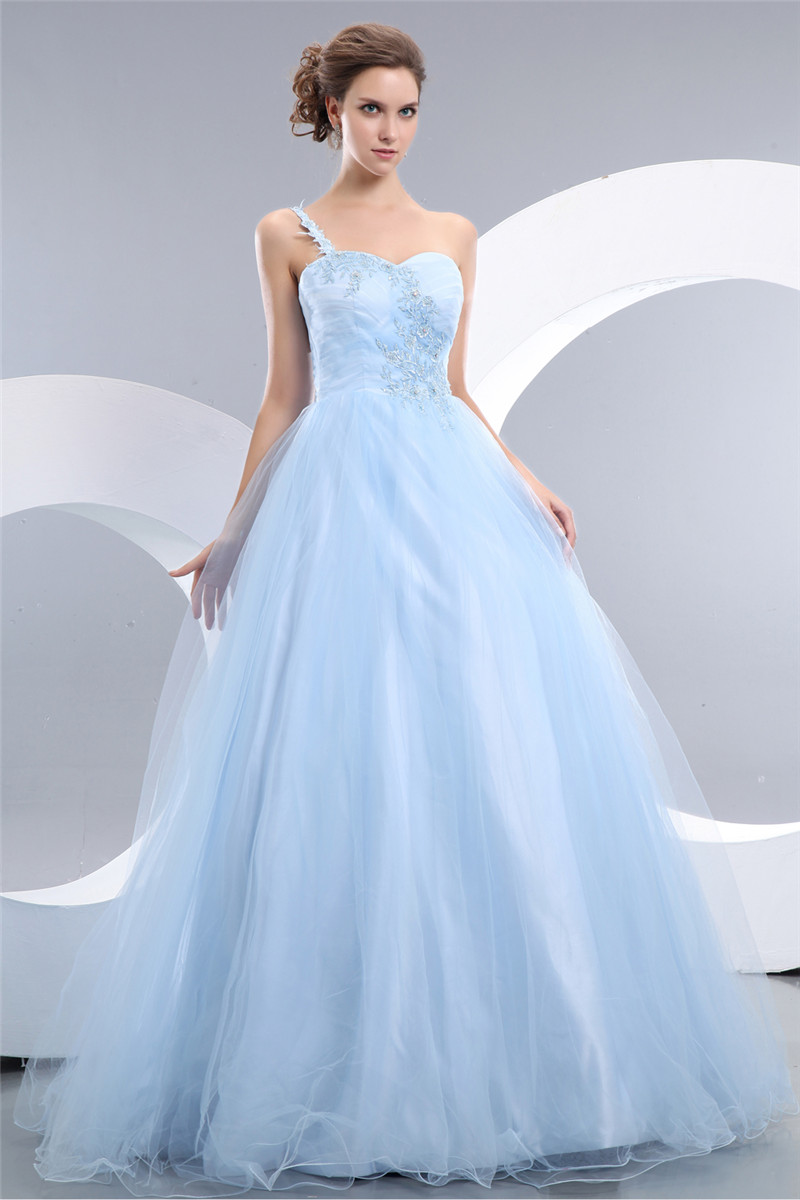 2017 Sexy One-Shoulder Appliques Ball Gown Quinceanera Dresses with Crystal Tulle Plus Size Sweet 16 Dress Vestido Debutante Gowns BQ60