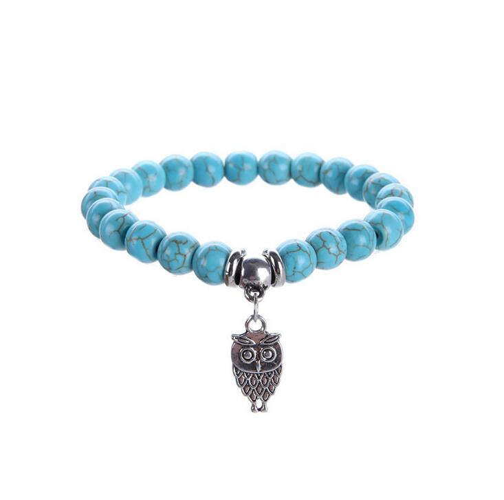 High quality Fashion turquoise stretch line hot handmade turquoise beaded elephant bracelet FB027 mix order 20 pieces a lot Beaded, Strands