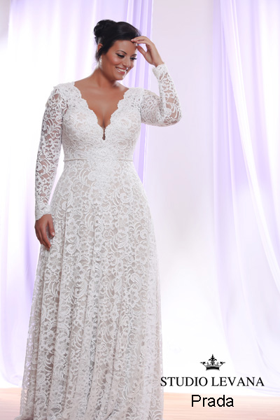 Stunning Lace Plus Size Wedding Dresses With Long Sleeves Deep V-Neck A-Line Bohemian Wedding Dress Floor Length Beach Bridal Gowns