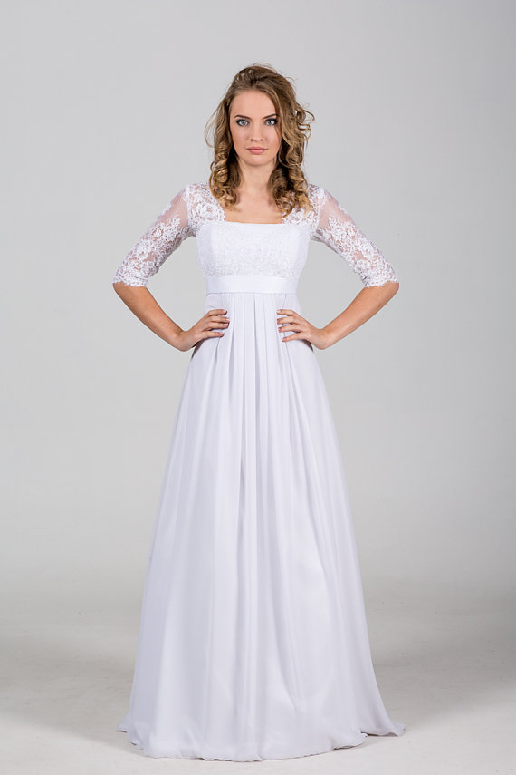 Boho Vintage Chiffon Beach Wedding Dress with Lace Corset Illusion Half Sleeves Satin Belt Bohemian Ruffle Lace-up Bridal Gowns