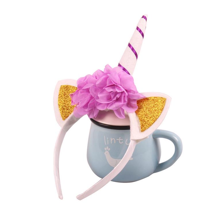 unicorn horn headband with wig braids Party dressing up cosplay flower crystal hairbands Christmas hair sticks Birthday filler bag favors